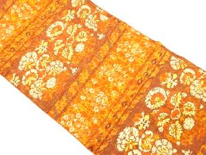 横段に草花模様織り出し名古屋帯